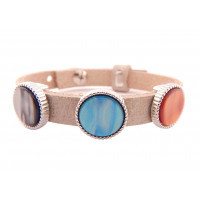 Cuoio Armband mit Cabochons, beige